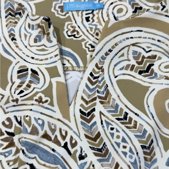 J. McLaughlin Carly Sheath Dress Catalina Cloth Preppy Taupe Paisley Sz Medium - Picture 12 of 12